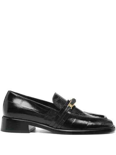 Sergio Rossi Bitt Croc-embossed Loafers In Black