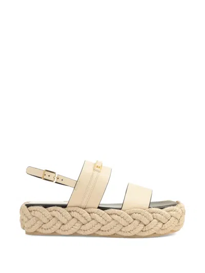 Sergio Rossi Bitt Patform Sandals In Nude