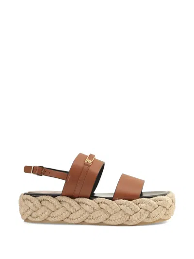 Sergio Rossi Bitt Platform Sandals In Brown