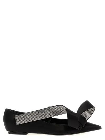 SERGIO ROSSI BLACK AREA MAQUISE BALLET FLATS