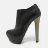 Sergio Rossi Black Leather Platform Ankle Length Booties In Black