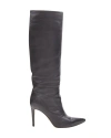 SERGIO ROSSI SERGIO ROSSI BLACK LEATHER POINT TOE PULL ON HIGH HEEL BOOTS