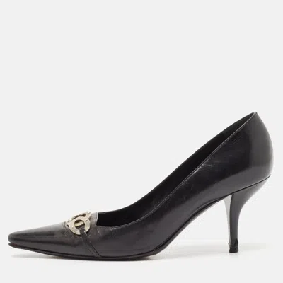 Sergio Rossi Black Leather Pointed Toe Pumps