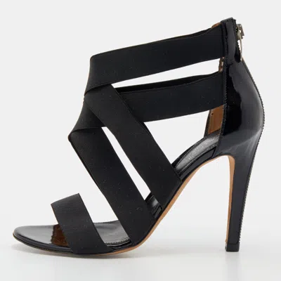 Sergio Rossi Black Patent Leather And Elastic Strappy Sandals