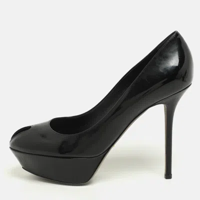 Pre-owned Sergio Rossi Black Patent Leather Platform Pumps Size 40.5
