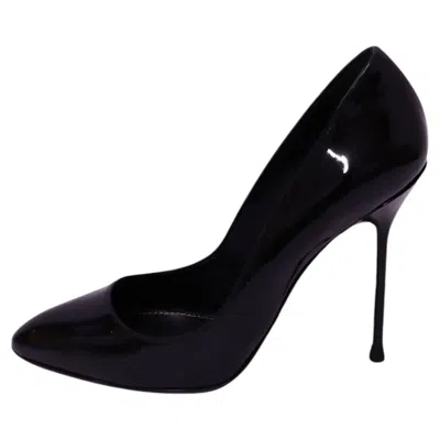 Pre-owned Sergio Rossi Black Patent Leather Pointed-toe Stiletto Pumps - Eu 38