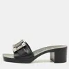 Sergio Rossi Black Rubber Crystal Embellished Block Heel Slides In Black