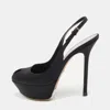 Sergio Rossi Black Satin Slingback Peep Toe Pumps In Black