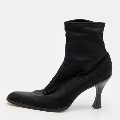 Sergio Rossi Black Spandex Ankle Length Boots