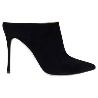Pre-owned Sergio Rossi Black Suede Pointed Toe Mules Shoes 38.5