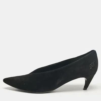 Sergio Rossi Black Suede Pointed Toe Pumps