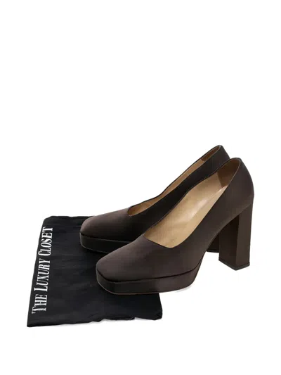 Pre-owned Sergio Rossi Block-heel Platform Pumps In Brown
