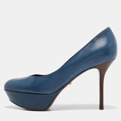 Sergio Rossi Blue Leather Platform Pumps In Multi