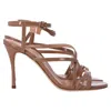 Sergio Rossi Bon Ton Strappy Sandal Heels In Brown Patent Calf Leather In Brown