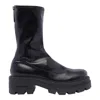 Sergio Rossi Chunky Sole Leather Mid-calf Round Toe Booties In Black