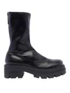Sergio Rossi Chunky Sole Leather Mid-calf Round Toe Booties In Black