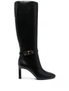 Sergio Rossi High Heel Buckled Boots In Black