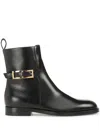 Sergio Rossi Round Toe Ankle Boots With Gold Hardware In Black