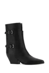 Sergio Rossi Leather Ankle Boots With Pointed Toe And Thick Heel In Black