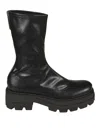 Sergio Rossi Chunky Sole Leather Mid-calf Round Toe Booties In Black