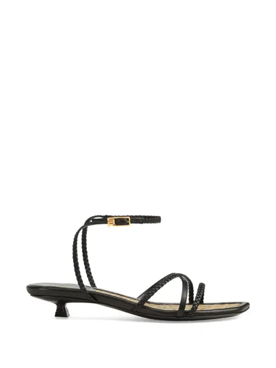 Sergio Rossi Braid Straped Sandals In Black