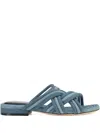 Sergio Rossi Braided Denim Sandals In Blue