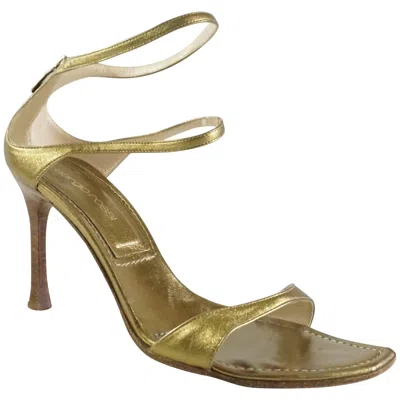 Pre-owned Sergio Rossi Bronze Leather Strappy Heels - 37 In Brown
