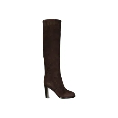 SERGIO ROSSI SERGIO ROSSI BROWN LEATHER BOOTS WITH BLOCK HEEL