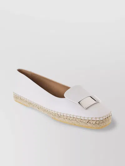 Sergio Rossi Buckle Detail Espadrille Sole Shoes In White