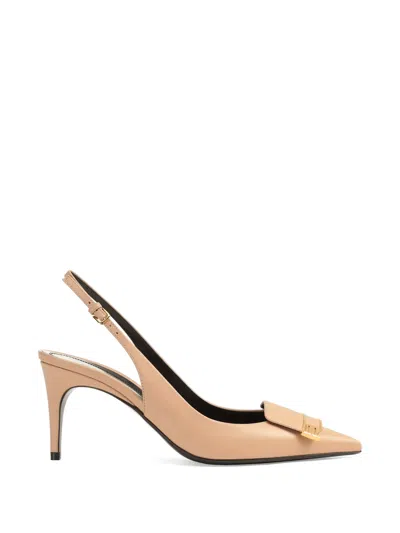 Sergio Rossi Buckle Sling-back Pumps In Gold