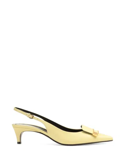 Sergio Rossi Buckle Sling-back Pumps In Yellow