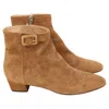 Sergio Rossi Buckled Strap Ankle Boots In Brown Suede In Brown