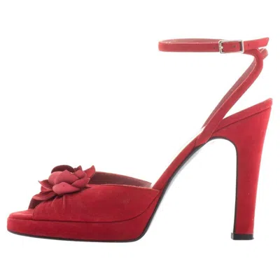 Pre-owned Sergio Rossi Buckskin Sandal Size 36 In Red