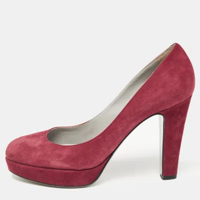 Sergio Rossi Burgundy Suede Platform Pumps In Multi