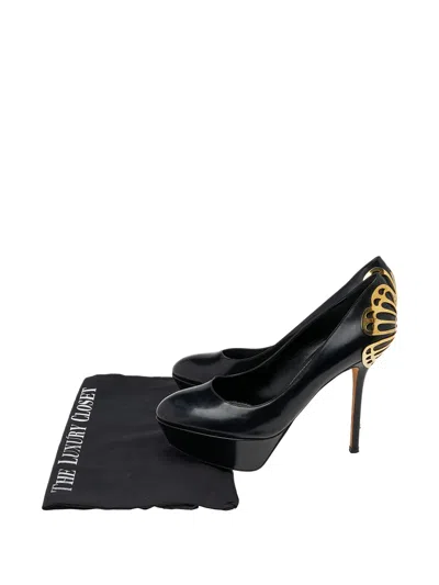 Pre-owned Sergio Rossi Butterfly Plaque Platform Pumps In Black