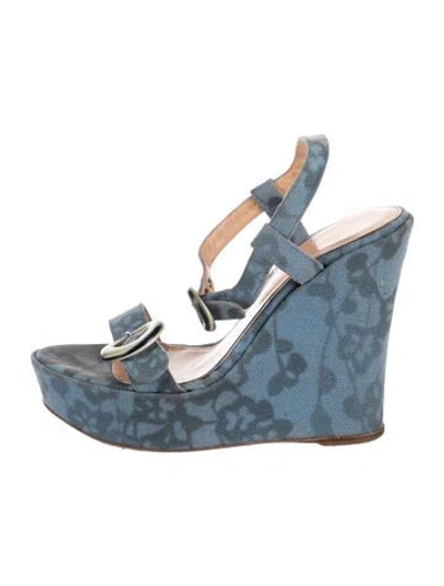 Pre-owned Sergio Rossi Canvas Floral Print Sandals In Black