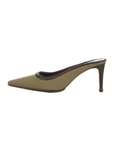 Pre-owned Sergio Rossi Canvas Mules In Green