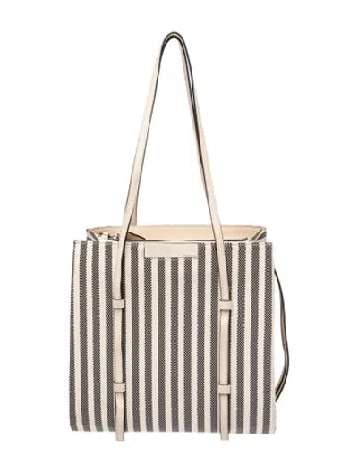 Pre-owned Sergio Rossi Canvas Tote In Neutrals