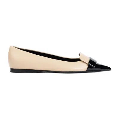 Sergio Rossi Classic Black Leather Flats For Women