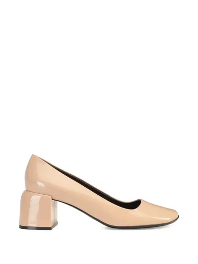 Sergio Rossi Convex Leather Pumps In Nude