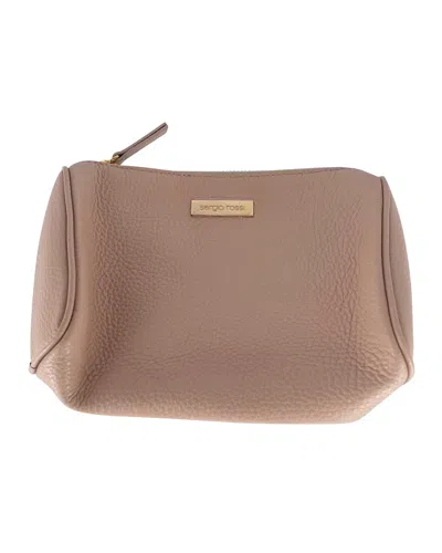 Sergio Rossi Cosmetic Pouch In Pink Leather In Brown
