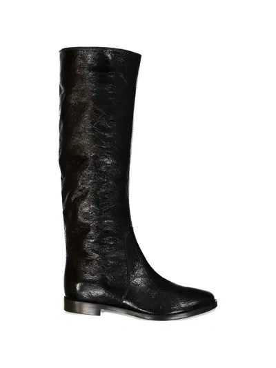 Sergio Rossi Crinkled-effect Boots In Black