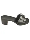 Sergio Rossi Crystal Embellished Block Heel Sandals In Black