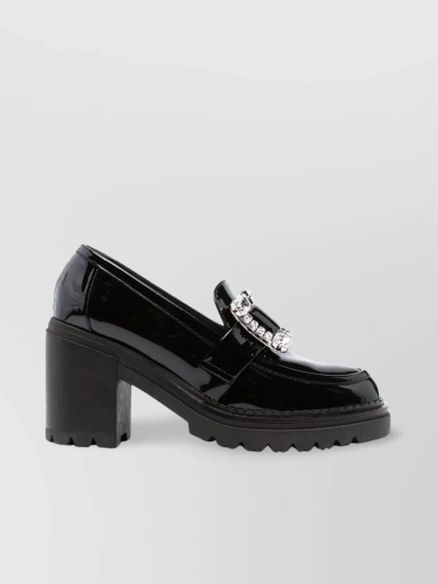 Sergio Rossi Crystal Embellished Leather Loafers In Black