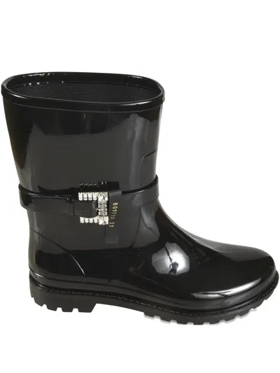 Sergio Rossi Crystal-embellished Rain Boots In Black
