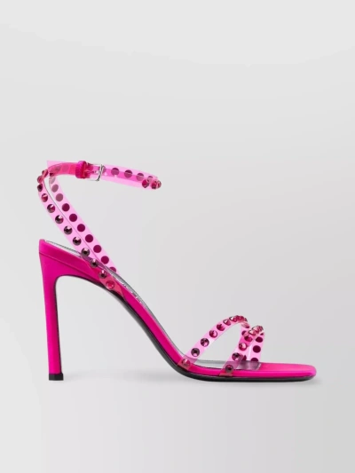 Sergio Rossi Crystal Embellished Strappy Heeled Sandals In Pink