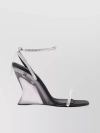 SERGIO ROSSI CRYSTAL-EMBELLISHED WEDGE HEEL SANDALS WITH ANKLE STRAP