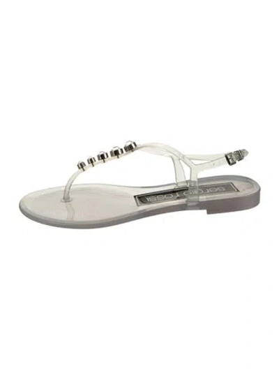 Pre-owned Sergio Rossi Crystal Embellishments Slingback Sandals In Transparent