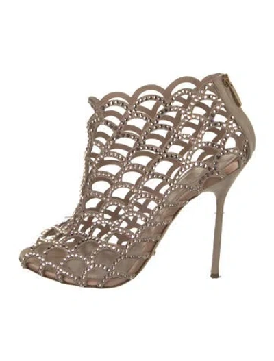 Pre-owned Sergio Rossi Crystal Lasercut Accents Pumps In Neutral