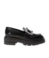 Sergio Rossi Crystal-embellished Patent-leather Loafers In Black